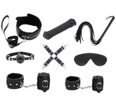 Love In Leather Vegan Friendly 9 Piece Bondage Kit - Black - Bondage Kits